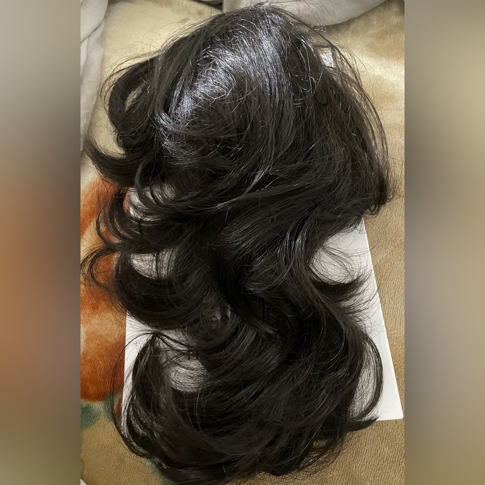 Pony tail clip on wig black extensions
